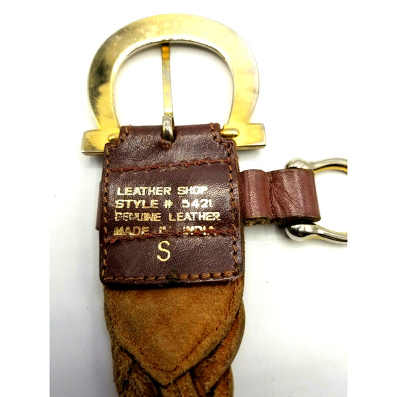 Men's Braided Leather Belt Brown 1.5" Small 30-32 The Leather Shop Style #5421 - Picture 4 of 5